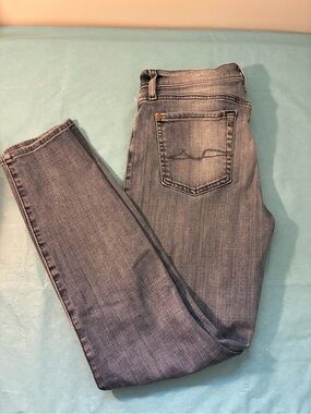 7 For All Mankind Women's Ankle Gwenevere Faded Denim Skinny Jeans Size 28